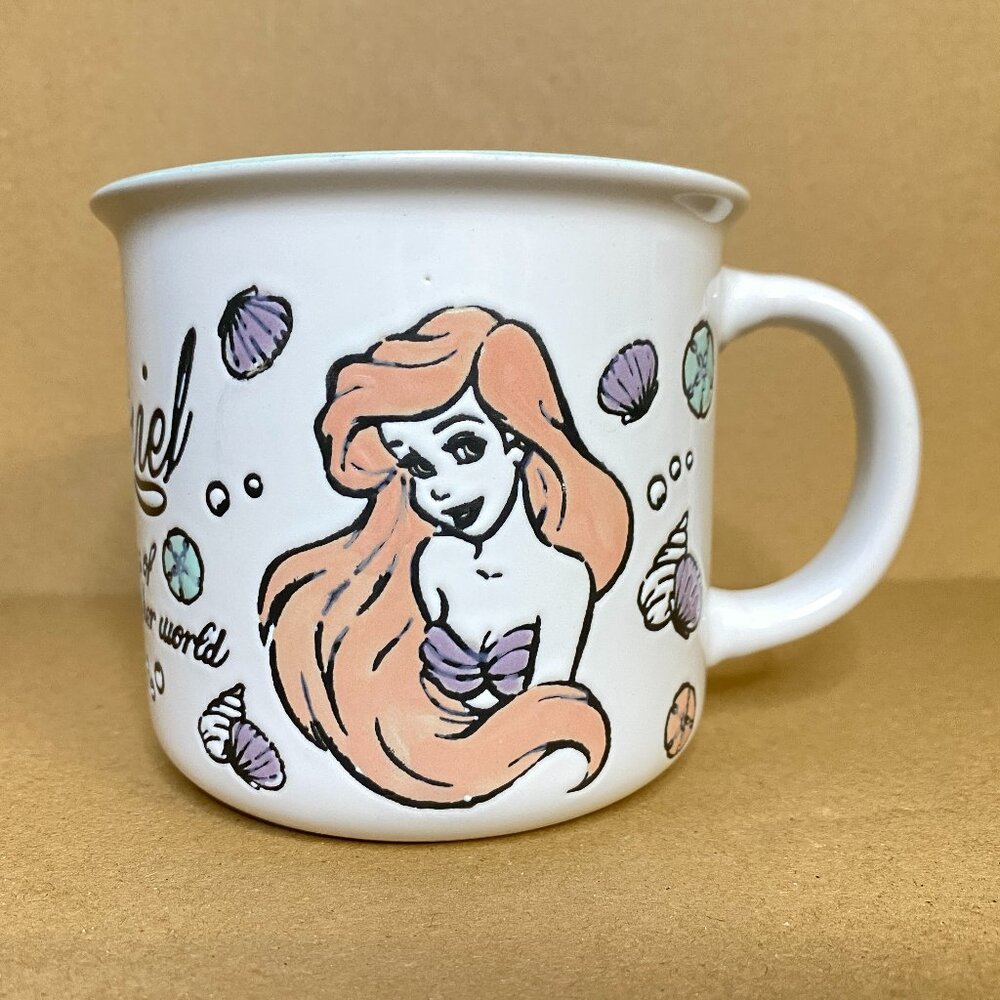 Disney The Little Mermaid Princess Ariel Coffee Mug Discovery Hand Painted New